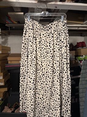 SHEIN Cream Midi Skirt with Black Spot Print